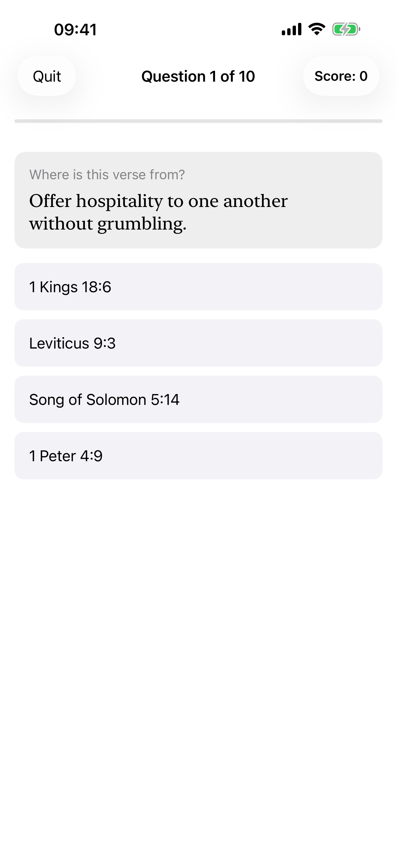 Quiz question asking where a verse is from